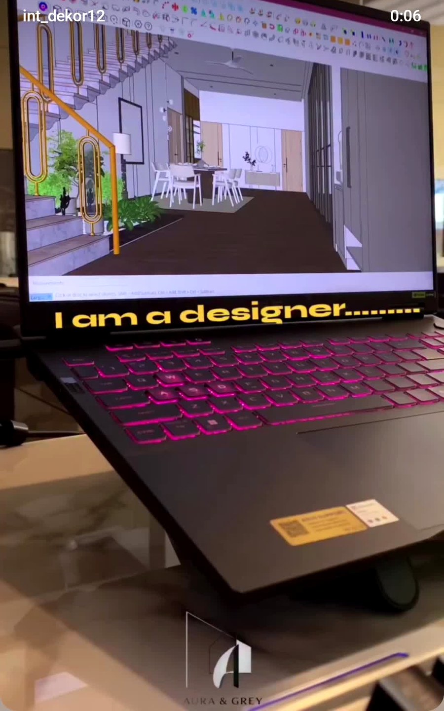 Innovative Dekor designer working on a 3D interior render, Lucknow interior design studio